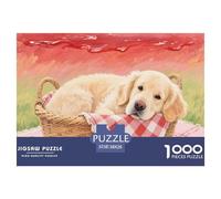 Le Le Golden Retriever 1000 Pièces Jigsaw Puzzle Animal de Compagnie Chien Famille Artistique Jeu Éduchatif Défi Jouets 38x26cm/1000pcs