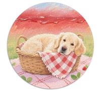 Le Le Golden Retriever 1000 Pièces Puzzle Animal de Compagnie Chien Puzzle Rond pour Adultes Et Enfants Classiques Cadeaux Décompression 1000pcs (67.5x67.5cm)