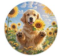 Le Le Golden Retriever 1000 Pièces Puzzle Circulaire Classiques Chien Puzzles Difficile Impossible Cadeau Unique pour Adultes Et Enfants 1000pcs (67.5x67.5cm)