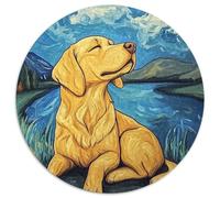 Le Le Golden Retriever 1000 Pièces Puzzle Rond Animauxs Pets Cute Adultes Et Enfants Encastrement Facile Qualité Premium Relaxation Activité Artistique 1000pcs (67.5x67.5cm)