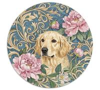 Le Le Golden Retriever 1000 Pièces Puzzle Rond Classiques Chien Difficile Impossible Cadeau Unique pour Adultes Et Enfants 1000pcs (67.5x67.5cm)