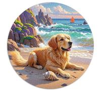 Le Le Golden Retriever 1000 Pièces Puzzle Rond Classiques Chien Difficile Impossible Cadeau Unique pour Adultes Enfants 1000pcs (67.5x67.5cm)