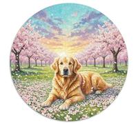Le Le Golden Retriever 1000 Pièces Puzzle Rond Classiques Chien Puzzles Difficile Impossible Cadeau Unique pour Adultes Et Enfants 1000pcs (67.5x67.5cm)