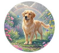 Le Le Golden Retriever 1000 Pièces Puzzle Rond Jeu Chien Jeu D'Intelligence Cadeau Unique pour Adultes Et Enfants 1000pcs (67.5x67.5cm)