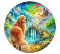 Le Le Golden Retriever Circulaire Puzzle Convient pour Adultes Et Enfants 1000 Pièces, Animal de Compagnie Mignon Fun Défiant Jeu Éducatif Unique Toy (67.5x67.5cm)