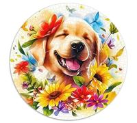 Le Le Golden Retriever Circulaire Puzzles Convient pour Adultes Et Enfants 1000 Pièces, Animal de Compagnie Mignon Fun Défiant Unique Toy (67.5x67.5cm)