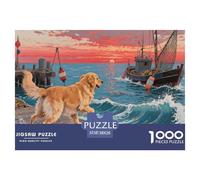 Le Le Golden Retriever Puzzle 1000 Pieces Cadeau Unique Jeu Éduchatif Challenge Toy À De Qualité Supérieure Peinture Art pour Adultes Et Enfants À Partir De 12 Ans 38x26cm/1000pcs