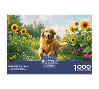 Le Le Golden Retriever Puzzle 1000 Pieces Cadeau Unique Jeu Éduchatif Challenge Toy À De Qualité Supérieure Peinture Art pour Adultes Et Enfants À Partir De 12 Ans 38x26cm/1000pcs