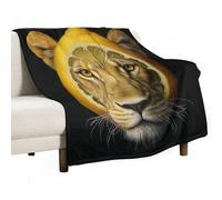 Le Le Lion Plaid Le Roi des Animaux Couvertures Et Plaids Super Douce Et Moelleuse Couverture Et Chaude pour Lit Canapé Décoration De Chambre Cadeaux De Noël 100x130cm