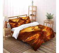 Le Le Phoenix Housse De Couette Set De Lit Literie Set avec 2 Taies d'oreiller pour Enfants Imprimé Animaux Parure avec Fermeture Éclair pour 2 Personnes King(220x240cm)