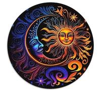 Le Le Tai ChiPuzzle en Bois 1000 Pièce pour Adultes Rond Sun and LuneDécorations Familiales À Défi Créatif1000pcs (67.5x67.5cm)