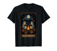 Le Lecteur : Deux fantômes lisant Le Tarot sur Un feu de Camp pour Halloween T-Shirt