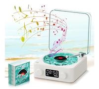 Le lecteur vinyle Waves Haut-parleur portable en vinyle avec éclairage ambiant RVB, platine vinyle rétro 5 W 1500 mAh avec bruit blanc, Bluetooth, TF, mode AUX (vert clair)