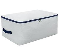 Le lin et tissu de coton, Ultra Taille pliable sac de rangement pour Literie, Couettes, Couette, Couverture, Oreiller, Vêtements, chandails, Organisateur sac pour articles ménagers, avec fermeture éclair et poignées. Lavable (Gris)