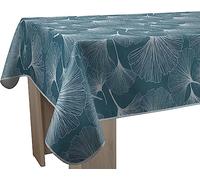 Le linge de Jules Nappe Anti-Taches Biloba Bleu - Rectangle 150 x 200 cm
