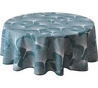 Le linge de Jules Nappe Anti-Taches Biloba Bleu - Ronde 160 cm