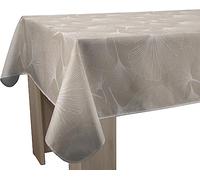 Le linge de Jules Nappe Anti-Taches Biloba Ficelle - Carrée 150 x 150 cm