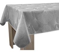 Le linge de Jules Nappe Anti-Taches Biloba - Ovale 150 x 240 cm, Gris, Blanc