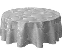 Le linge de Jules Nappe Anti-Taches Biloba - Ronde 160 cm, Gris, Blanc