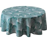 Le Linge de Jules Nappe Anti-Taches Biloba Vert - Ronde 160 cm