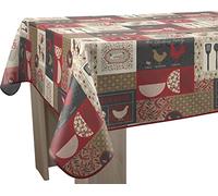 Le linge de Jules Nappe Anti-Taches Chicken Rouge - Rectangle 150 x 300 cm