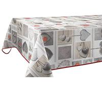 Le linge de Jules Nappe Anti-Taches Coeurs - Taille : Rectangle 150x300 cm, Gris