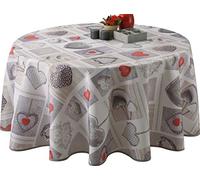 Le linge de Jules Nappe Anti-Taches Coeurs - Taille : Ronde diamètre 160 cm