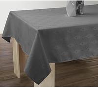 Le linge de Jules Nappe Anti-Taches Damassée Gris Anthracite - Carrée 150 x 150 cm
