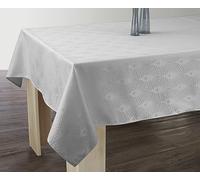Le linge de Jules Nappe Anti-Taches Damassée Gris Perle - 150 x 200 cm