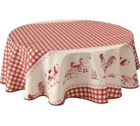 Le Linge de Jules Nappe Anti-Taches Ferme Rouge - Ronde 160 cm