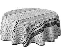 Le linge de Jules Nappe Anti-Taches Graphic - Ronde 160 cm, Noir, Blanc