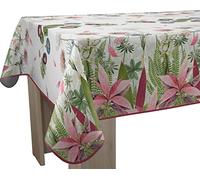 Le linge de Jules Nappe Anti-Taches Ipomée - Rectangle 150 x 350 cm, Rose, Vert, Bleu, Prune