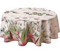 Le linge de Jules Nappe Anti-Taches Ipomée - Ronde 160 cm, Rose, Vert, Bleu, Prune