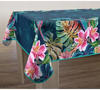 Le linge de Jules Nappe Anti-Taches Jungle - Rectangle 150 x 300 cm, Bleu, Rose, Vert, Violet, Brun, Jaune