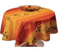 Le linge de Jules Nappe Anti-Taches Olivo Rouge - Taille : Ronde diamètre 160 cm