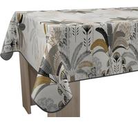 Le linge de Jules Nappe Anti-Taches Palmiers - Rectangle 150 x 300 cm, Beige, Gris, Noir