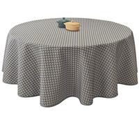 Le linge de Jules Nappe Anti-Taches Paon Anthracite - Ronde 160 cm
