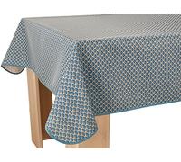 Le linge de Jules Nappe Anti-Taches Paon Bleu foncé - Rectangle 150 x 300 cm, Bleu, Noir, Safran