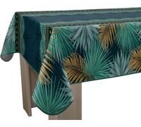 Le Linge de Jules Nappe Anti-Taches Paraiso - Rectangle 150 x 350 cm, Bleu, Vert, Moutarde