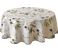 Le linge de Jules Nappe Anti-Taches Provence - Ovale 150 x 240 cm, Vert, Ecru, Gris, Noir