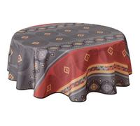 Le Linge de Jules - Nappe ronde Valparaiso 160 cm rouge anti-taches déperlante (100% polyester)