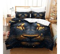 Le Lion 3D Motif Imprimé Parure De Lit 3 Personnes avec 2xTaies d'oreiller Microfibre pour Amoureux De La Maison Single（140x200cm）