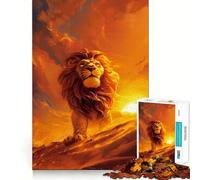 Le Lion Beau Crépuscule Puzzle 1000 Pièces pour Adultes Jeu de Réflexion Moment de Paix Œuvre d'art à Collectionner 38x52cm