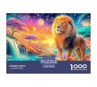 Le Lion dans Un Paysage Surréaliste avec Plusieurs Lunes Puzzle De 1000 Pièces Lion Éducatif Et De Défiant, Cadeau pour Tous 70x50cm/1000pcs