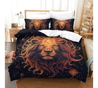 Le Lion Housse De Couette 3D Imprimé Parure De Lit pour Garçons Filles Ados Housse De Couette Soft Fermeture Éclair Invisible en Microfibre Double（200x200cm）