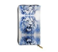 Le lion majestueux. Portefeuille en cuir imprimé, 19 x 10,4 cm de long, porte-cartes de crédit, portefeuille de voyage portable