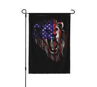 Le Lion Rugissant Et En Colère Et L'Amérique Drapeaux Avec Œillets Drapeaux De Jardin Double Face Drapeau De Cour Pour Chambres Clubs Extérieure 30X45cm