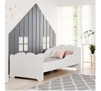 KOBI Lit Enfant Anna Blanc | 140x70 cm | Lit Petite Fille Lits pour Enfants | avec Un Matelas et Un Cadre | la Chambre Bebe | Lit Simple avec Barriere