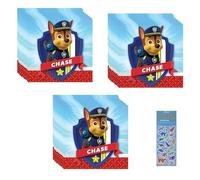 Le lot de fournitures de fête d'anniversaire Paw Patrol comprend 48 serviettes en papier et 1 feuille d'autocollants dinosaures