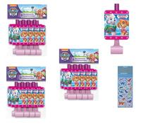 Le lot de fournitures de fête d'anniversaire rose Paw Patrol Girl comprend 24 décorations de fête et 1 feuille d'autocollants dinosaures
